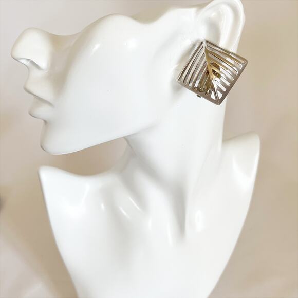 GEORG JENSEN Nana Ditzel Grates #389 Sterling Silver Clip On Earrings Vintage - Picture 1 of 12